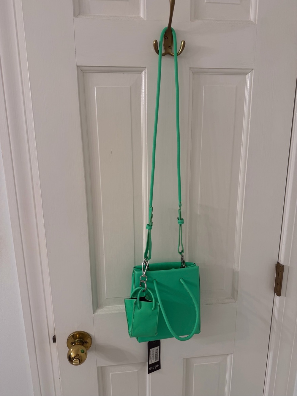 Nasty Gal Bright Green Mini Crossbody Bag with Detachable Pouch NWT
